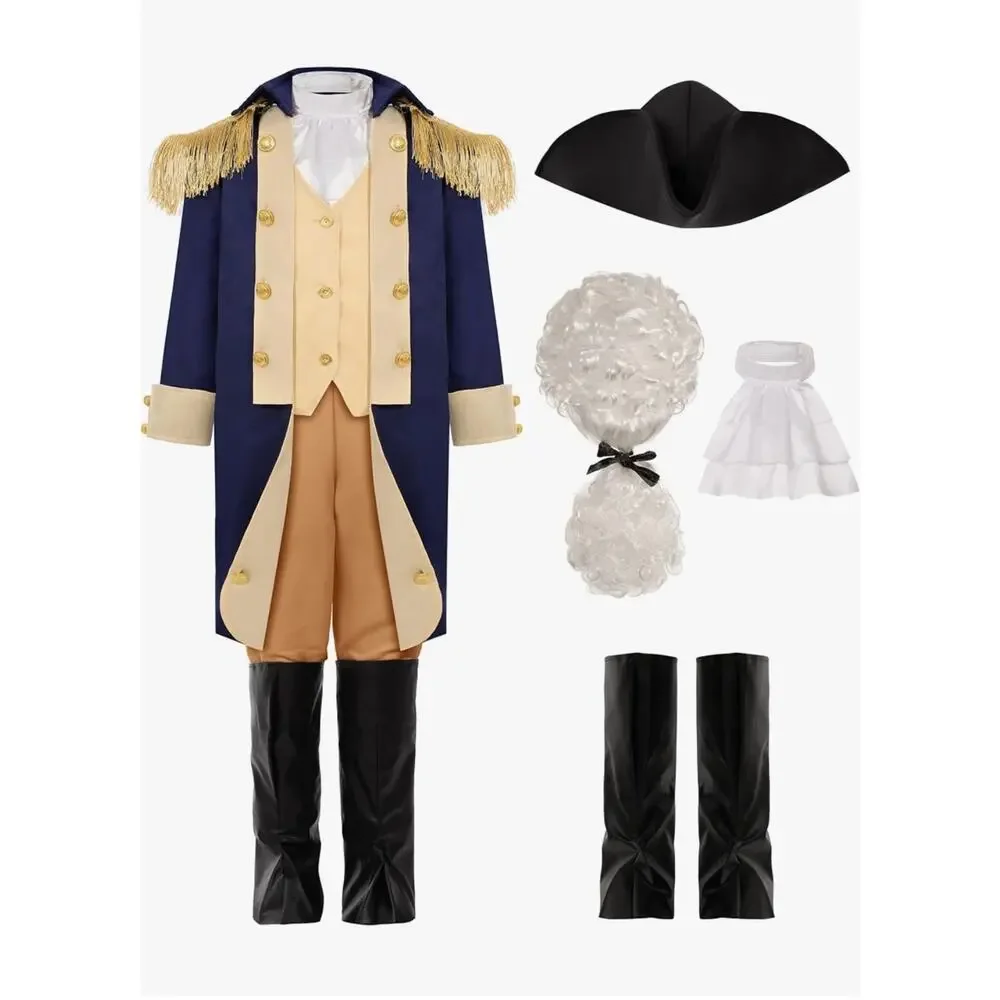 George Washington Boys XL Hamliton American Colonial Uniform Halloween Costume